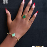 Green gemstone bracelet and ring set